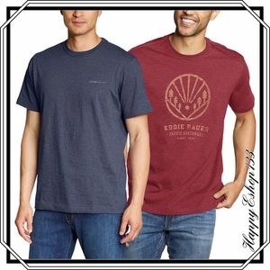 Eddie Bauer Men’s Short Sleeve Tee, 2-Pack, Graphic Print and Embroidered Logo
